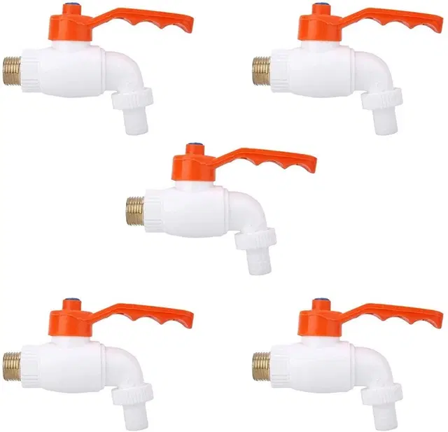 Plastic Turkey Faucets Bib Cock Taps, White, Pack of 5