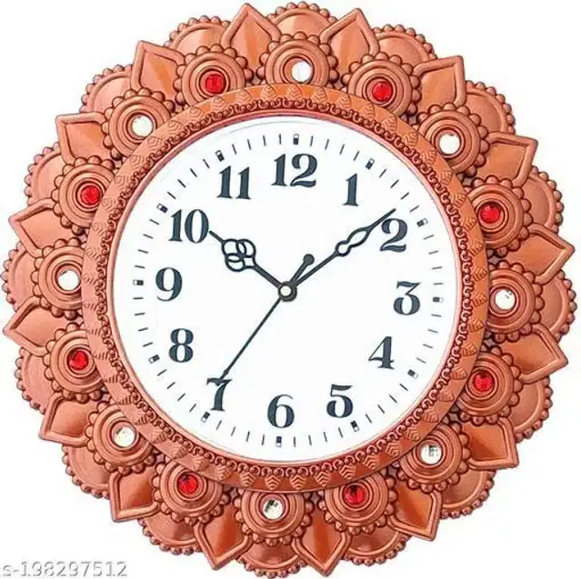 Plastic Analog Wall Clock, Orange & White