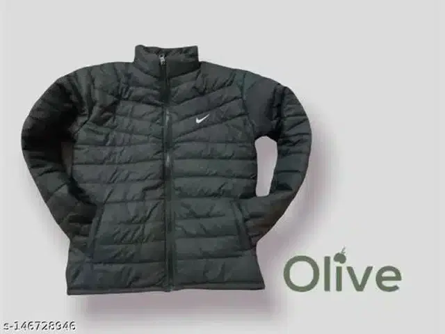 Polyester Full Sleeves Solid Jacket for Men (Olive, L)