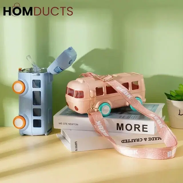 Plastic Bus Shape Sipper Bottle for Kids, Multicolor (1000 ml)