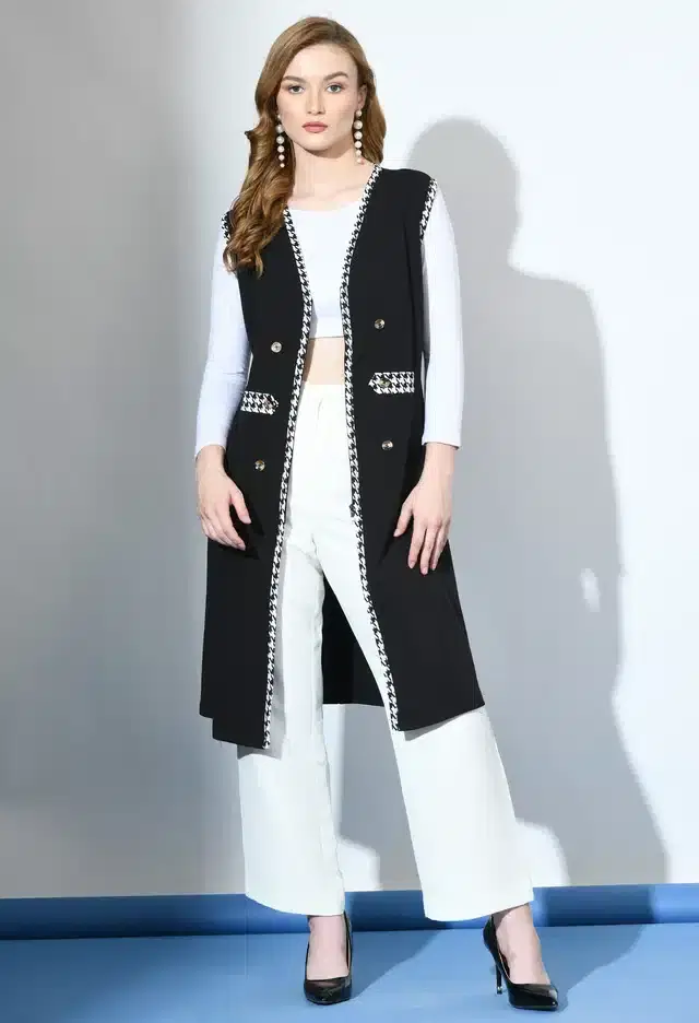 Sleeveless Shrug for Women (Black, S)