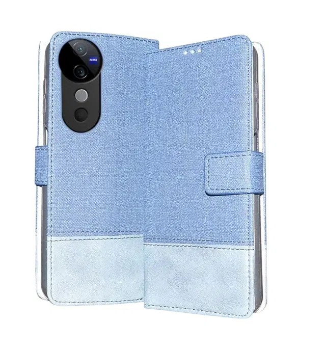 Artificial Leather Mobile Flip Cover for Vivo V2347 / V40Pro / V40 5G, Blue