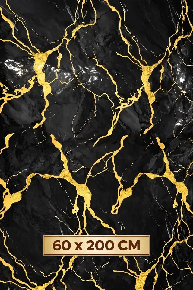 Black Gold Luxury High Glossy  WaterProof , Stain Resistance Wallpaper (60*200 cm)