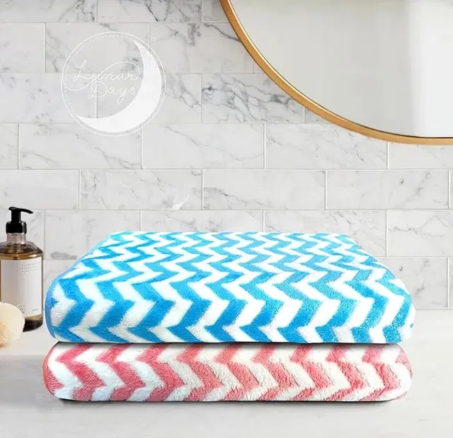 Microfiber Solid Bath Towels, Multicolor, Pack of 2