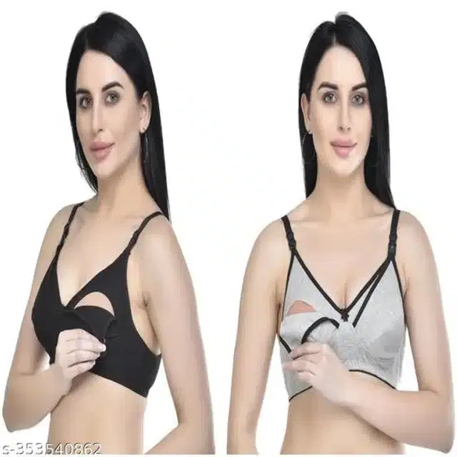 Polycotton Feeding Bra for Women, Pack of 2 (Assorted, 32C)