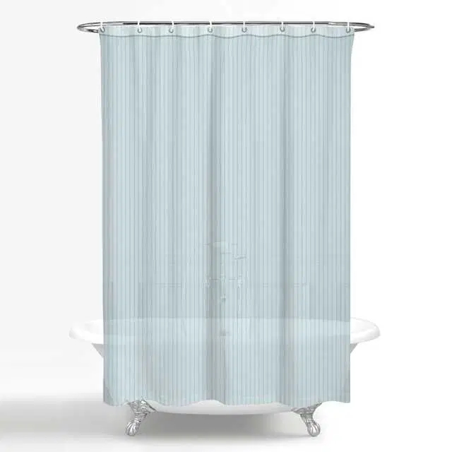 Waterproof Shower Curtain for Bathroom with 8 Hooks, Sky Blue, W-89