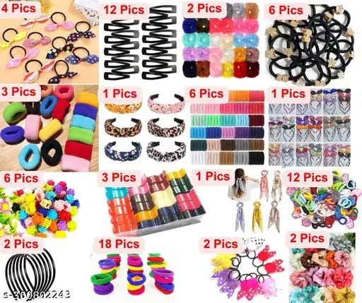 Pack of 81 Pics Hair Accessories Combo for Women (Multicolor)