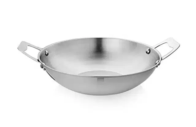 Stainless Steel Kadai, Silver, 2600 ml