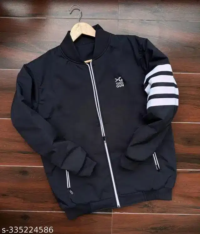 Polyester Jacket for Men (Black, L)