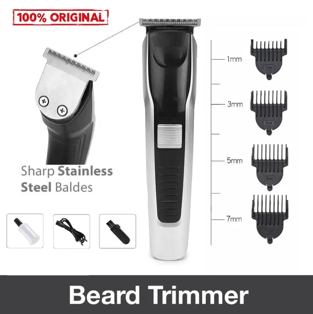 ABS Plastic Rechargeable Trimmer for Men, Black & Silver