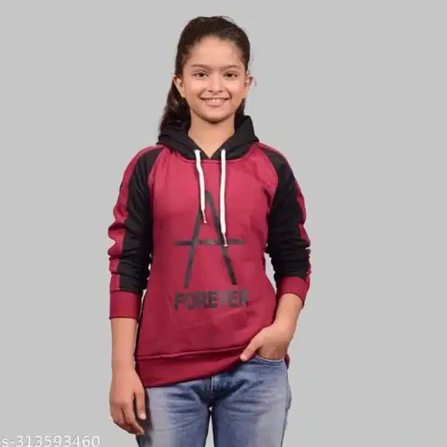 Full Sleeves Hoodies for Girls (Maroon, 3-4 Years)