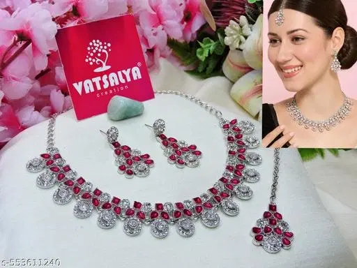 Elegant Necklace for Women (Pink, Free Size)