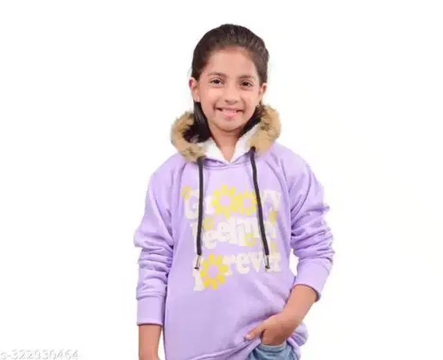 Full Sleeves Hoodies for Girls (Lavender, 3-4 Years)