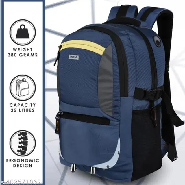 Polyester Backpack for Kids, Navy Blue, 35 L