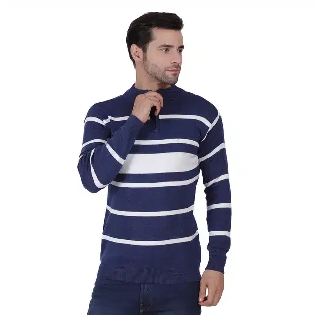 Full Sleeve Sweater for Men (Blue, L) (J35)