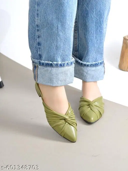 Solid Synthetic Mules for Women (Green, IND-3)