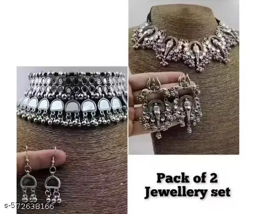 stylish combo pack of 2 oxidized jewellery set