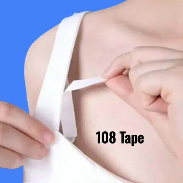 Acrylic Film Clothing 108 Double Sided Tape Strips, Transparent, Set of 1