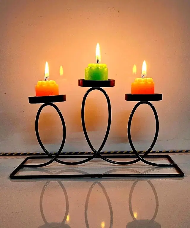 Metal Decorative Moroccan-Style Candle Holder, Black, Pack of 1