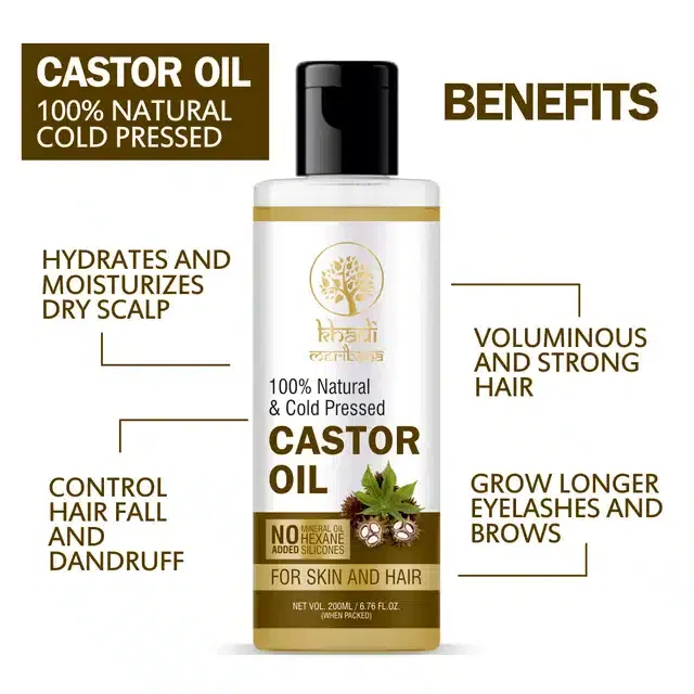 Meribana Khadi Premium Cold Pressed Castor Hair Oil, 200 ml