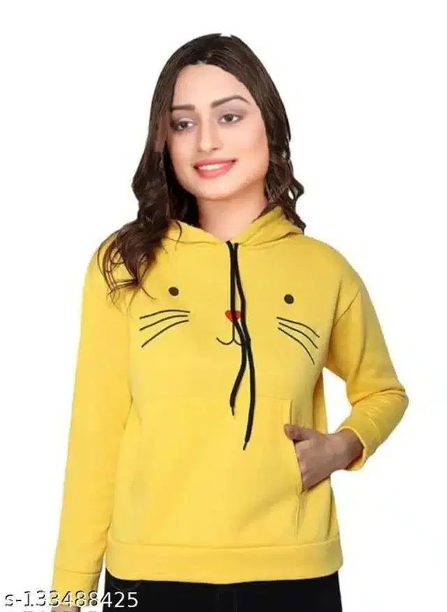 Full Sleeves Hoodie for Women (Yellow, S)