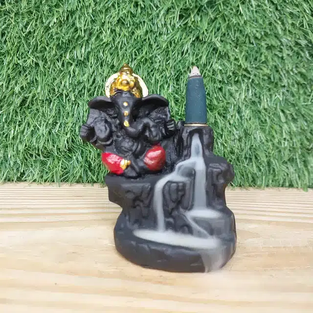 God Ganeshji Showpiece, Black & Gold, 4 inches