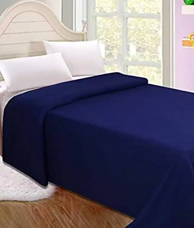Polyester Single Bed Solid Blanket, Blue