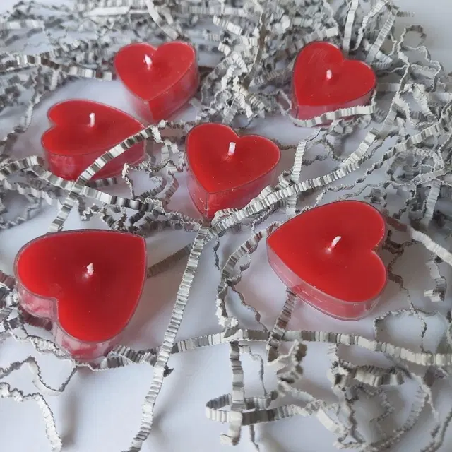 Heart Shaped Unscented Candles, Red, Pack of 6