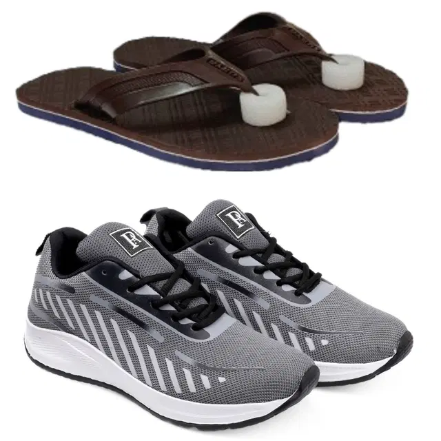 Combo of Flipflops with Sports Shoes for Men, Set of 2 (Multicolor, 8)