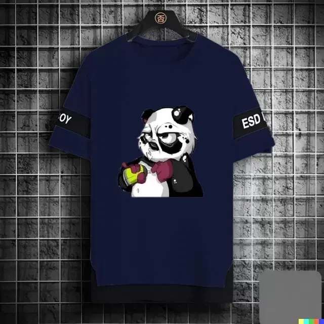 Round Neck Printed T-Shirt for Men (Blue, M)