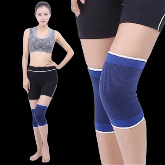 Polyester Solid Knee Sleeves for Women, Blue, Set of 1