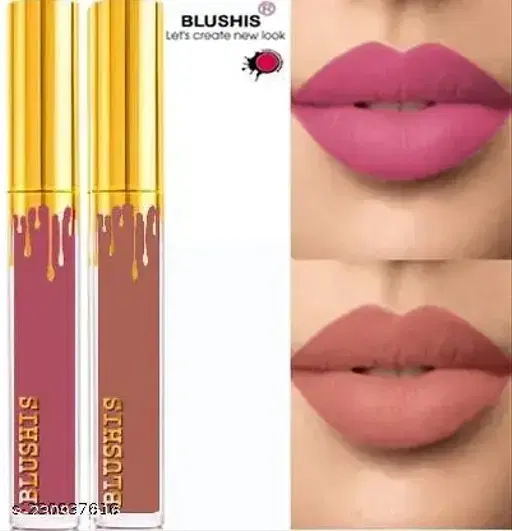 Non Transfer Waterproof Longlasting Liquid Lipstick Combo, Pack of 2, Peach Pink, Light Brown, 12 ml
