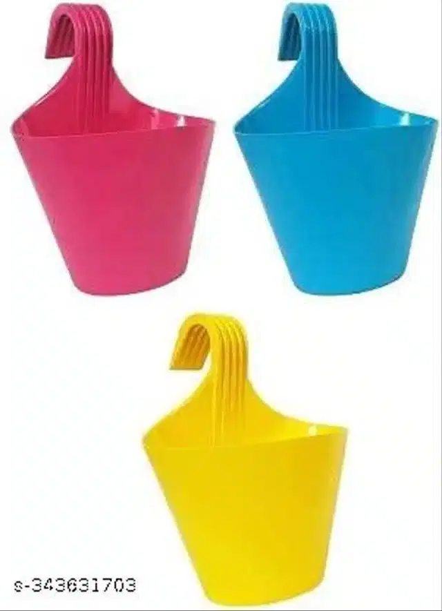 Plastic Hanging Planters, Multicolor, Pack of 3