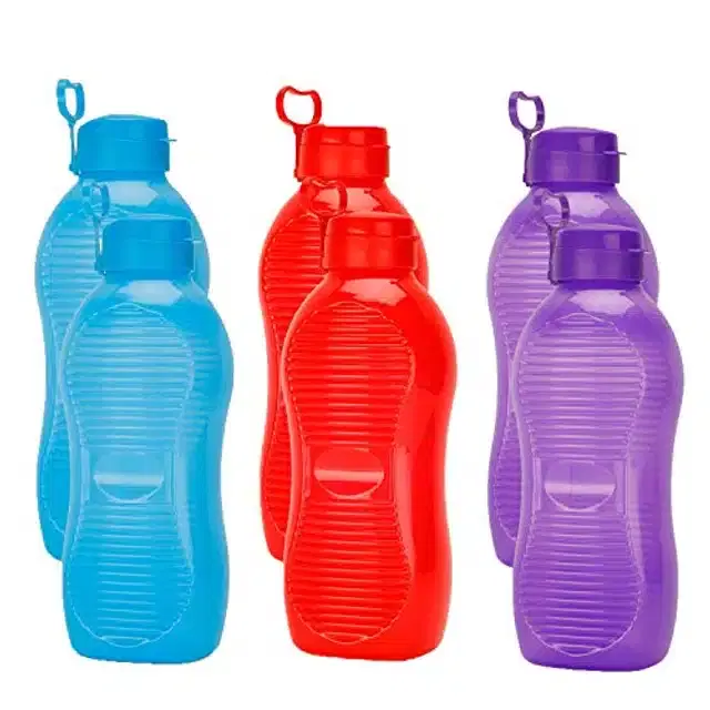 Airtight Plastic Water Bottle with Lid, Multicolor, 2000 ml, Pack of 6