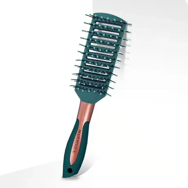 Majestique Vented Hair Brush for Blow Drying, Long Short, Thin, Thick, Dry Or Wet Hair, Velvet Green, Pack of 1, B-59