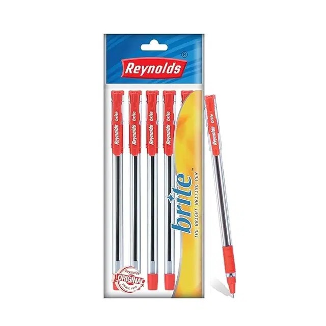 Brite Ball Pen, Red, Pack of 5