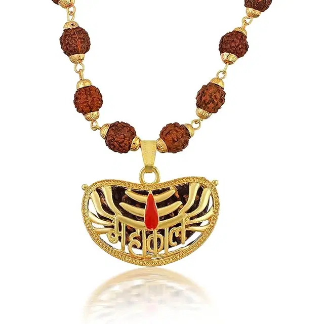 Gold Plated Kaju Mahakal 5 Mukhi Rudraksha Mala (Pack of 1)