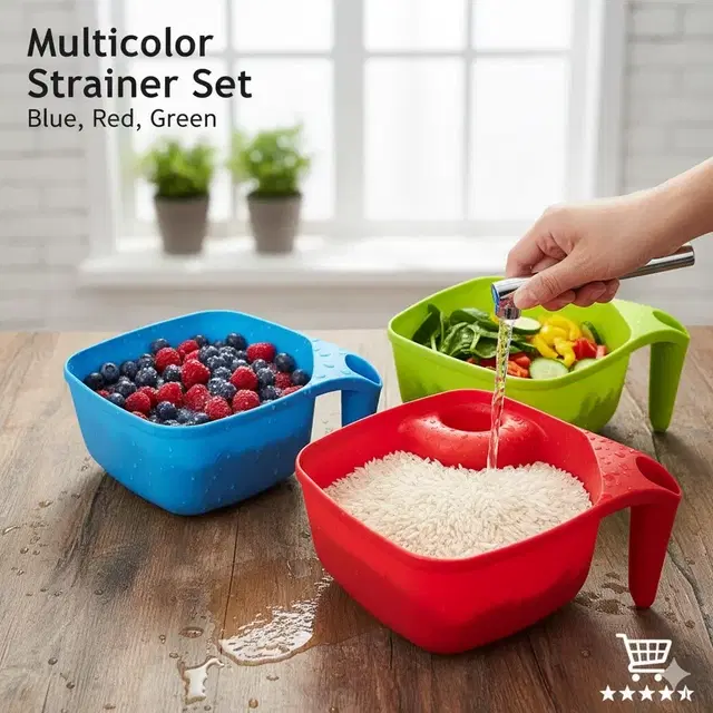 Saaj Plastic Fruit & Vegetable Colander Red