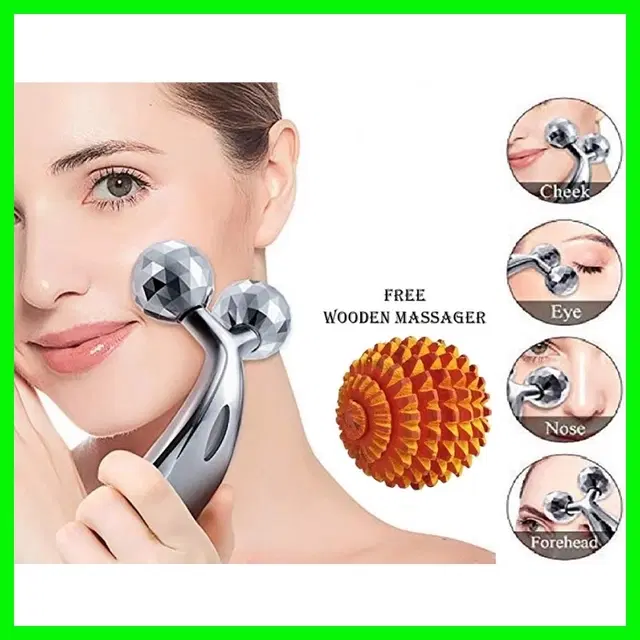 3D Face Massage Roller, Silver
