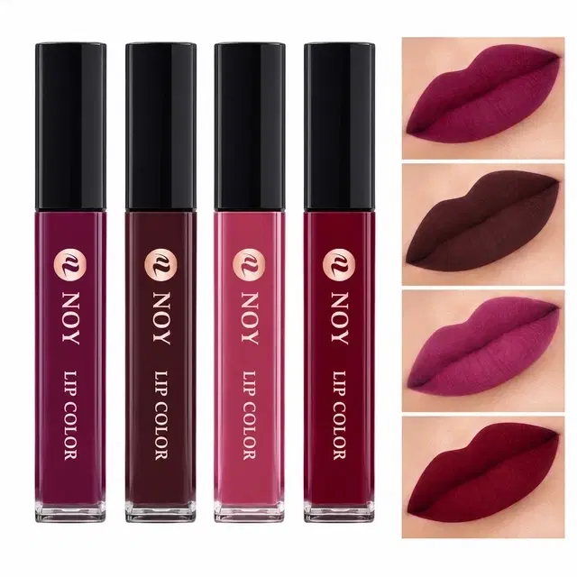 NOY Non Transfer Long Lasting Liquid Matte Lipstick, Wine, Coffee Wine, Purple, Maroon, 16 ml [Pack of 4]