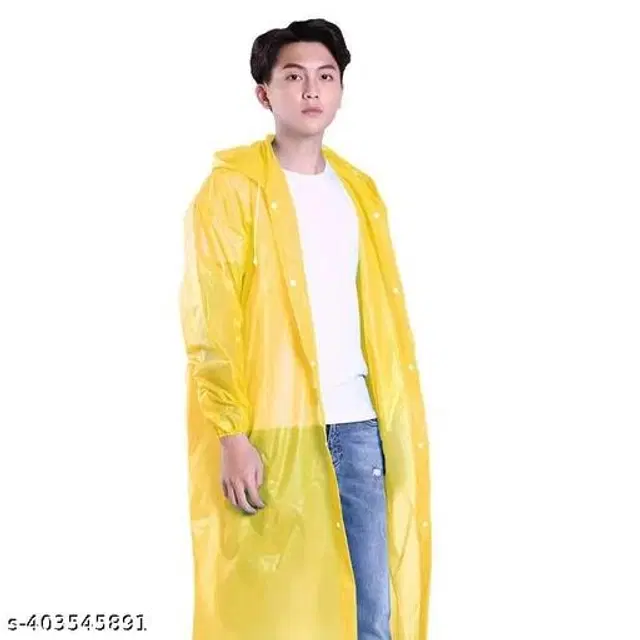 Polyester Rain Coat for Men & Women, Yellow, Free Size