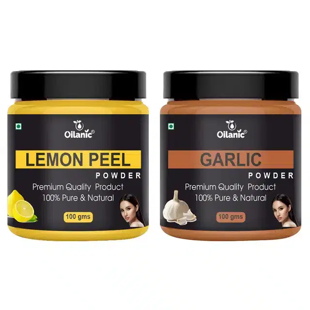 Natural Lemon Peel & Garlic Powder for Skin & Hair, Pack of 2, 100 g