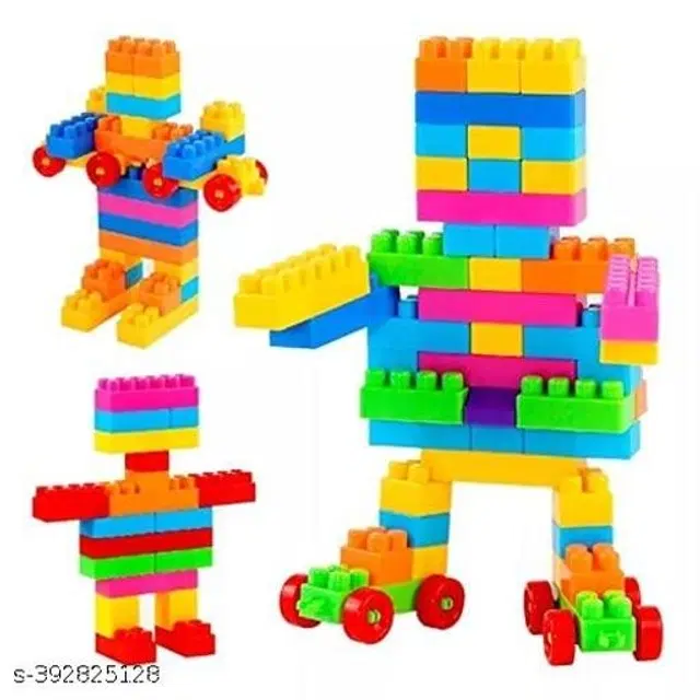 Plastic 50 Pcs Block Toys Set for Kids, Muticolor, Set of 1