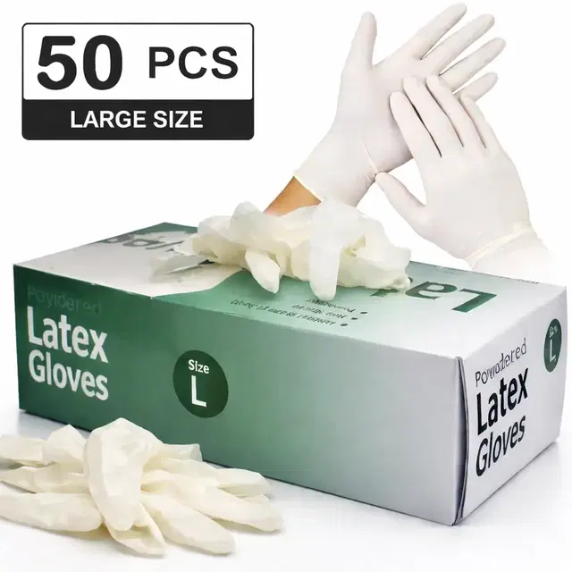 Premium Quality 50 pieces Latex Gloves (Pack of 1)