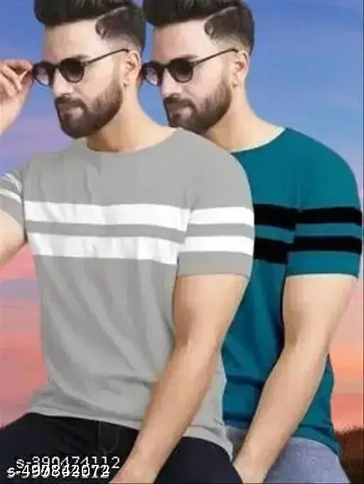 Cotton Blend T-shirt for Men, Multicolour, Pack of 2 (XXS)