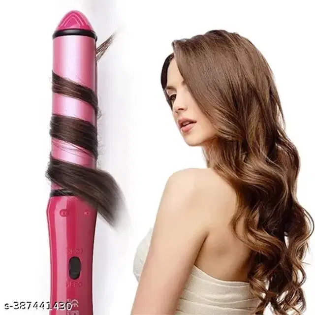 NH-2009 2 in 1 Hair Straightener cum Curler, Pink, 100 W