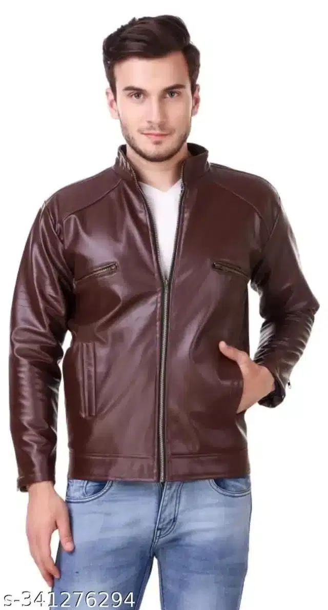 Synthetic Jacket for Men (Brown, M)