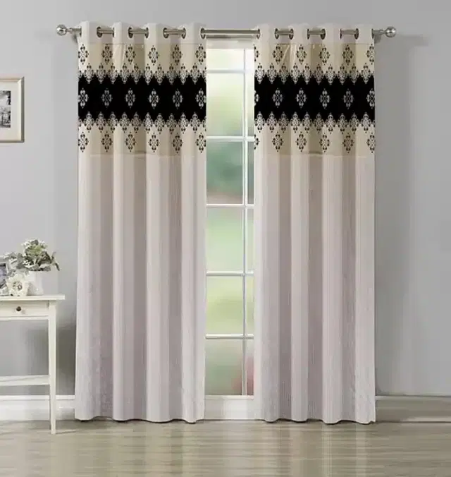 Door Curtains, Pack of 2, Cream, 7 feet