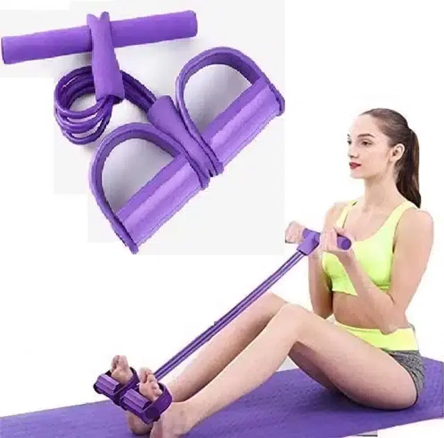 Elastic Pull Rope Sit-Up Band with Non-Slip Handle, Multicolor