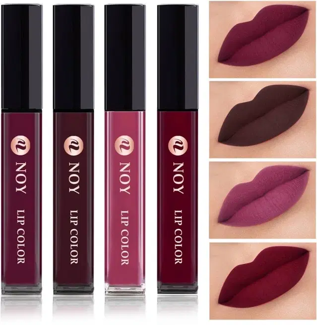 NOY Non Transfer Longlasting Liquid Matte Lipstick, NL112, Wine, Coffee Wine, Purple, Maroon, 16 ml, Pack Of 4